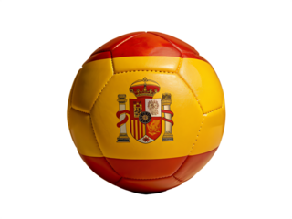 football ball with spanish flag, soccer ball European football championship in 2024 transparent background