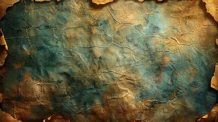 This image shows a textured ancient parchment paper with a blend of blue and brown tones, resembling an old map or manuscript