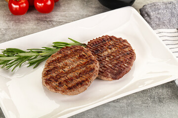 Grilled two beef burger cutlet