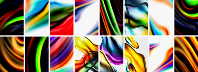 Fototapeta premium Collection of abstract background with waves, colorful shapes and 3d shadow effect. Vector Illustration For Wallpaper, Banner, Background, Card, Book Illustration, landing page