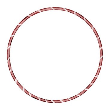recommend clip art: Watercolor hoop. Hand drawn watercolor drawing of a circus hoop in red and white. Isolated clip art on white background. For educational cards.Sport equipment