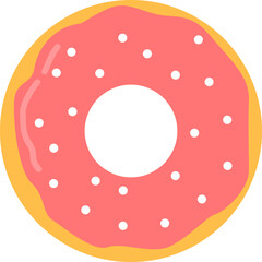 Pink Donut flat illustration. Sweet dessert and pastries