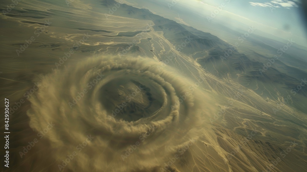 Canvas Prints the swirl of sand and dirt that marks the path of a dust devil as it travels.