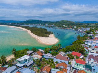 Aerial view of Phu Yen landscape seen from Phu Luong fishing village.