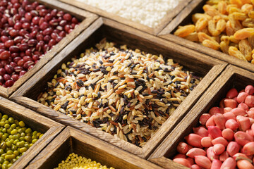 Various grains on a monochrome background