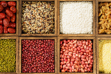 Various grains on a monochrome background