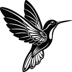 Naklejka premium Flying hummingbirds silhouette isolated on white background