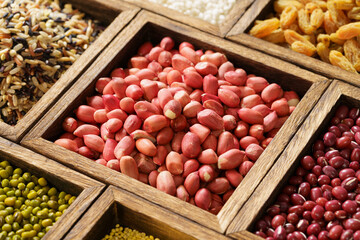 Various grains on a monochrome background