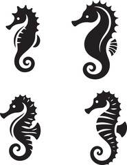 Sea Horse creative vector illustration,Sea animal color icons in trendy flat style