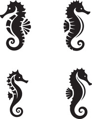 Sea Horse creative vector illustration,Sea animal color icons in trendy flat style
