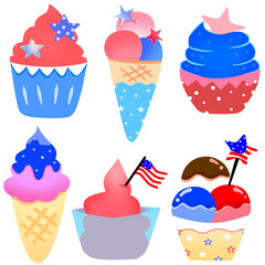 Bright ice cream party set Can be used to decorate a variety of items, Independence Day, Memorial Day.