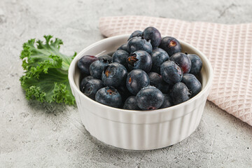 Sweet ripe blueberry on the bowl