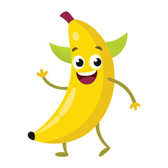 Funny Cartoon Banana Character: Vector Illustration