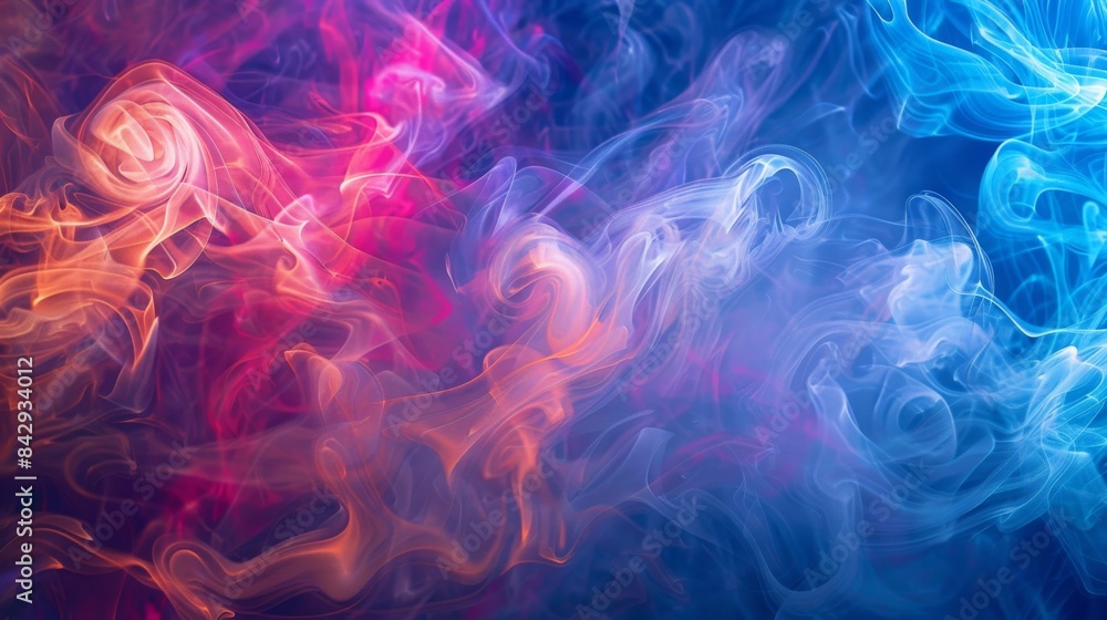 Poster abstract background of colorful smoke trails blending and weaving together in a surreal display