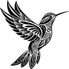 Flying hummingbirds silhouette isolated on white background