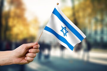 Jewish community Israel flag on the street