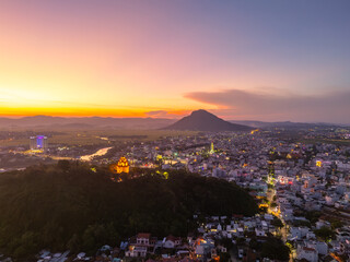 Naklejka premium View of Tuy Hoa city, Phu Yen province, Vietnam. This is a new place that attracts tourists and locals.