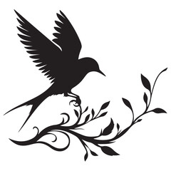 set of bird silhouette vector art illustration