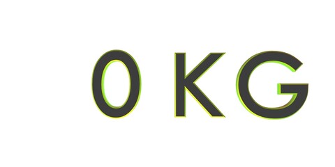 3D zero of kilograms on a white background isolate. Weight. Rendering.
