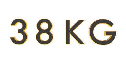 3D thirty eight of kilograms on a white background isolate. Weight. Rendering.