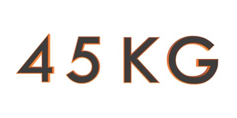 3D forty five of kilograms on a white background isolate. Weight. Rendering.