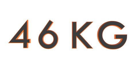 3D forty six of kilograms on a white background isolate. Weight. Rendering.