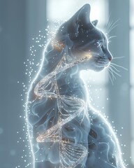 Illuminated Feline DNA Genetic Wonders