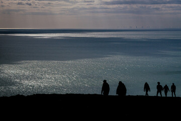 Beachy Head Walkers in Silhouette