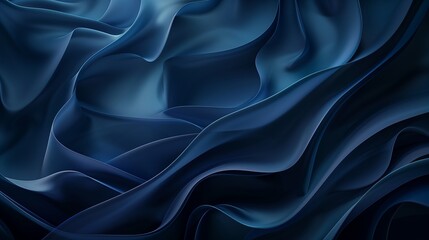 Obraz premium Abstract dark blue background with wavy lines and smooth curves.