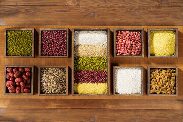 Various grains on a monochrome background