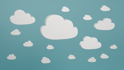 3d clouds on a bluish background