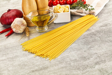 Raw dry Italian pasta - spaghetti