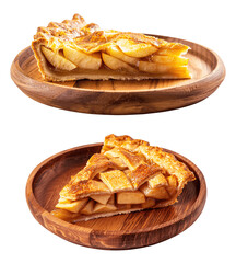 Apple pie on a plate isolated on white background