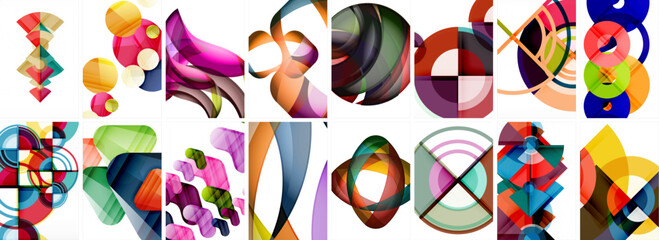Set of trendy colorful circle geometric posters or abstract backgrounds. Vector Illustration For Wallpaper, Banner, Background, Card, Book Illustration, landing page