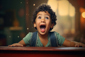 Joyful Child with Curly Locks