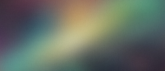 Green blue orange grainy gradient background abstract poster backdrop design, noise texture, wide banner size