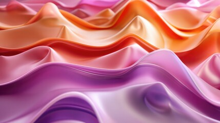 Obraz premium Fluid motion with gradient color transitions in dynamic 3D geometric waves, smooth curves, high definition. 3D geometric pattern