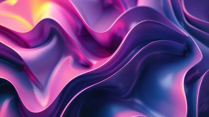 Obraz premium Smooth curves and fluid motion in dynamic 3D geometric waves with gradient color transitions, high definition. 3D geometric pattern