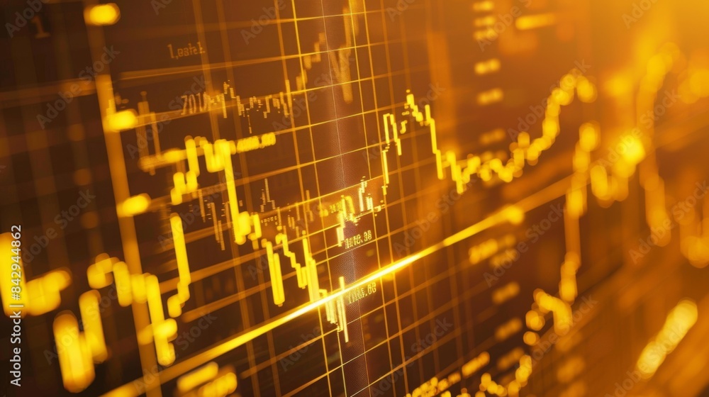Aufkleber Close-up of a computer screen showing a detailed gold price graph with key indicators