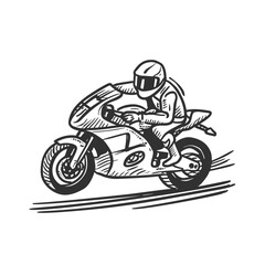 Moto gp vector art. Man on a motorbike at high speed leaning in the curve. Racing sport. Motogp championship. Silhouette on road on a moto competing for championship. Circuit track Background poster	