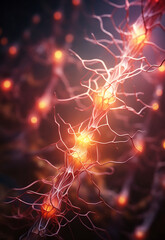 Neural network concept with color-coded cells illustration