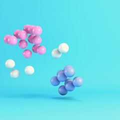 Abstract sphere structure on bright blue background in pastel colors