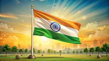 15th August 76th Independence Day of India on with Tricolor Indian flag, Indian monuments. Happy Day Background Design Vector Illustration, Indian Republic Day Celebration Background