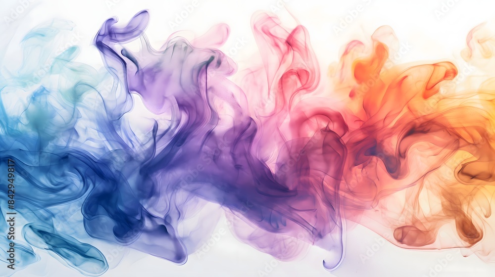 Poster 1. set against a transparent canvas, vibrant watercolor brush strokes swirl and blend, creating an e
