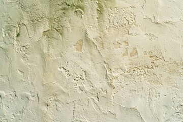 Obraz premium Detail of an old, rough textured white plaster wall with cracks showing through the paint, providing a distressed grunge background with copy space