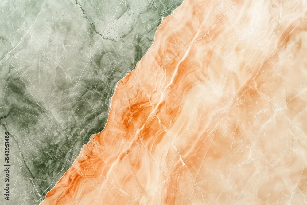 Poster abstract background featuring a green and orange marble texture with a prominent diagonal border sep