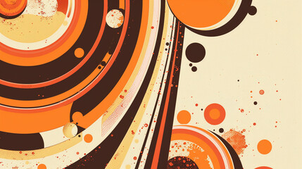 Obraz premium Orange and Brown retro groovy background presentation design