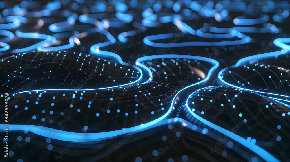 Poster a digital network of glowing nodes, symbolizing the flow of information and connectivity in advanced