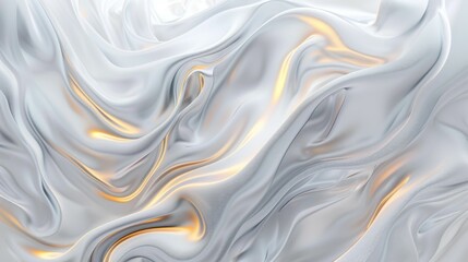 Obraz premium The image features abstract, flowing white fabric with soft gold highlights. The fabric forms elegant, fluid waves and folds, creating a dynamic and luxurious texture.