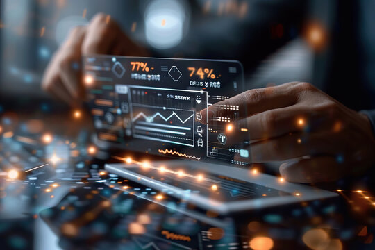 Programmer Writing Code on a High-Tech Computer Screen